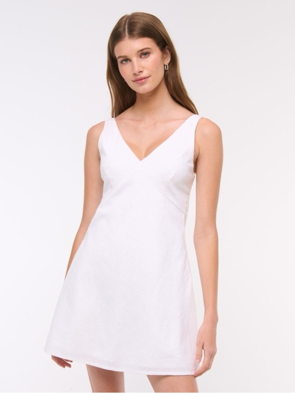 Abercrombie & Fitch V Neck Linen Blend Mini Dress